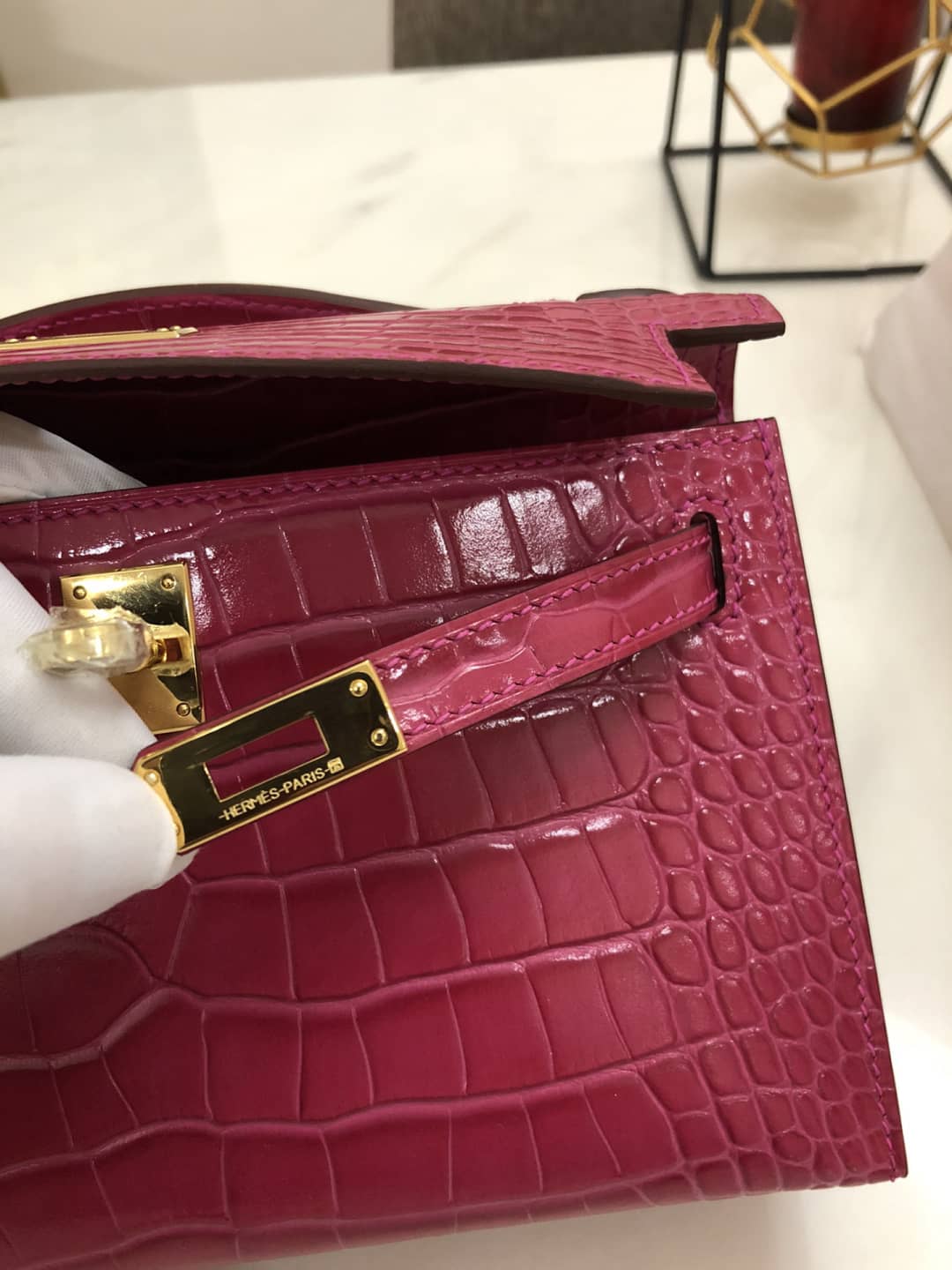 Hermes Kelly Dupe 22CM Crocodile Shiny Replica Bag