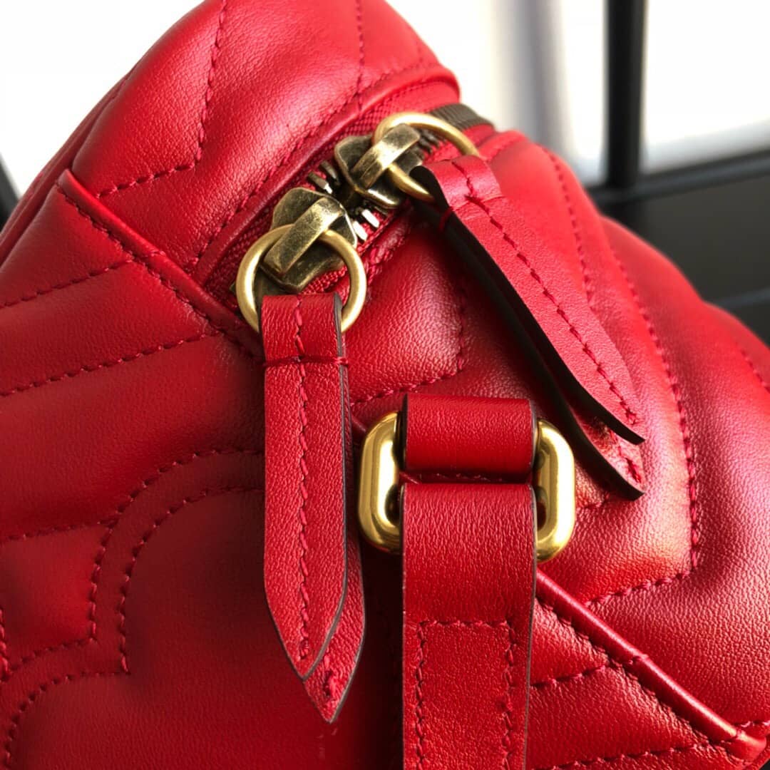 Gucci GG Marmont Matelesse Mini Round Replica Backpack Red 598594