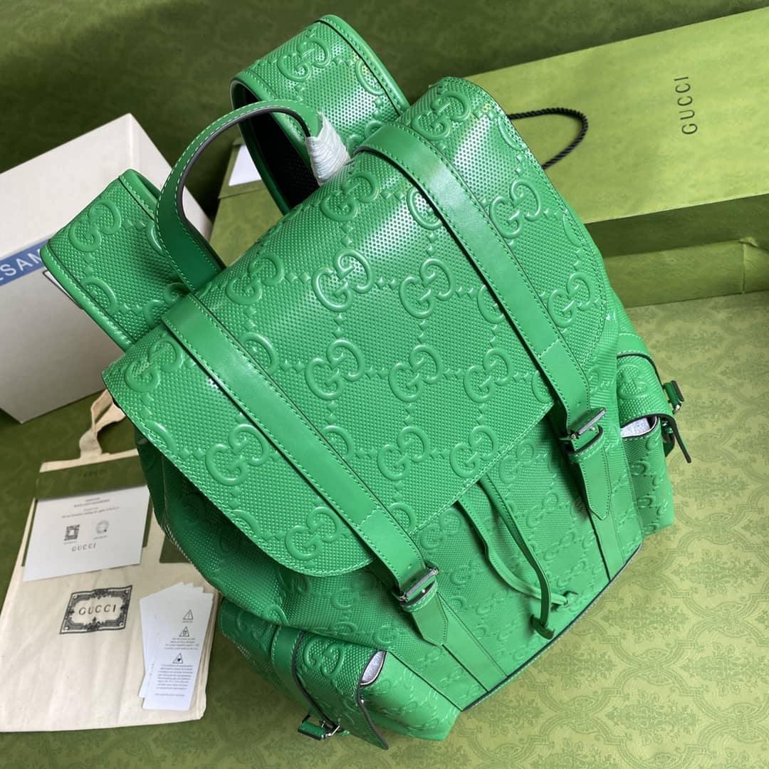 Gucci GG Embossed Backpack Replica Green 625770