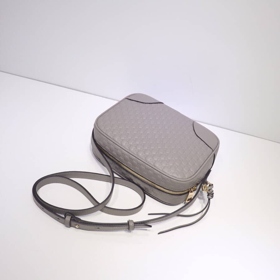 Gucci Bree Guccissima GG Leather Canvas Camera Bag Replica Gray 449413