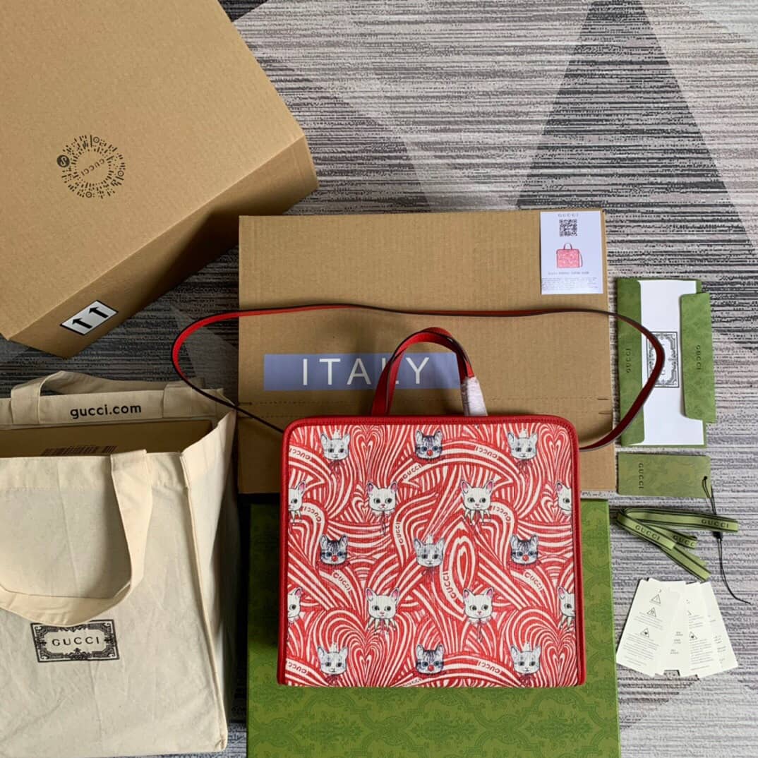 Gucci Supreme Canvas Children Yuko Higuchi Tote Replica Red 630542