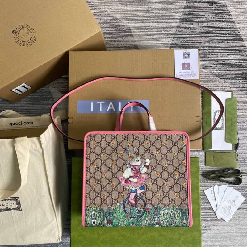Gucci Supreme Canvas Children Yuko Higuchi Tote Replica Pink 630542