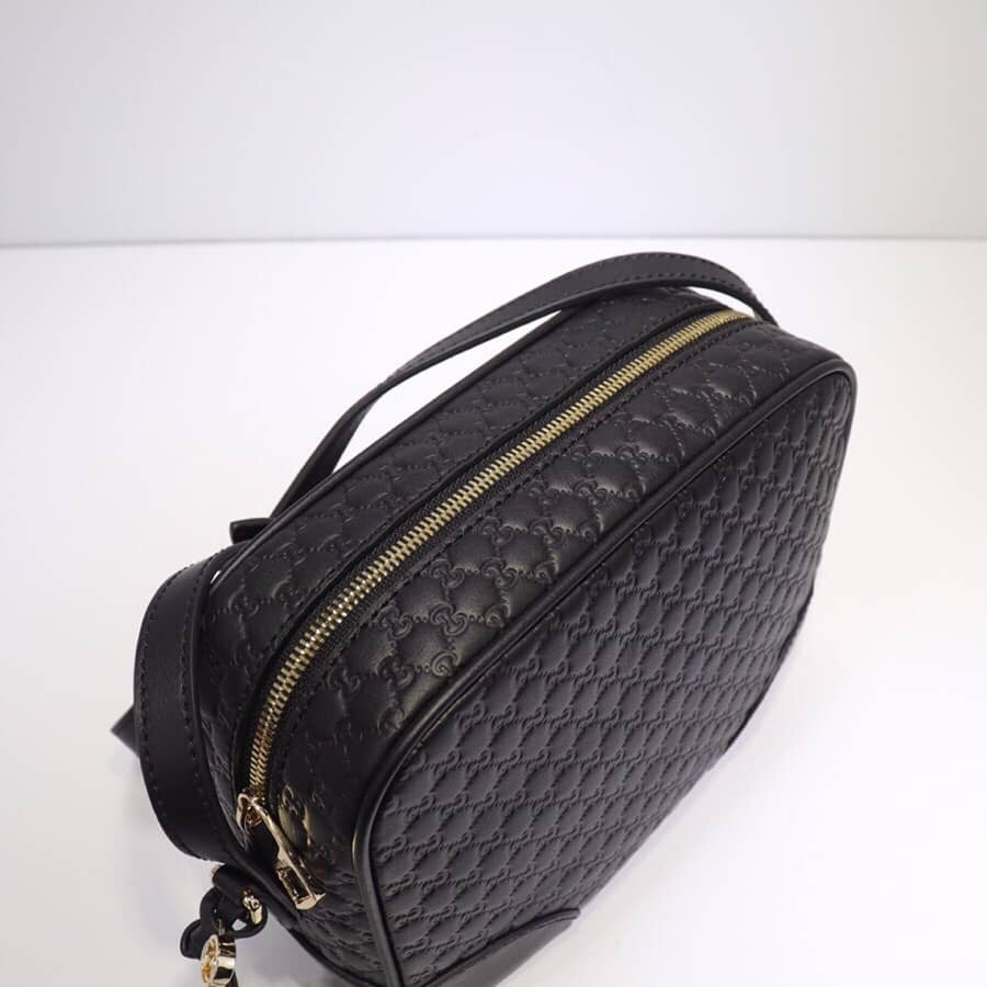 Gucci Bree Guccissima GG Leather Canvas Camera Bag Replica Black 449413