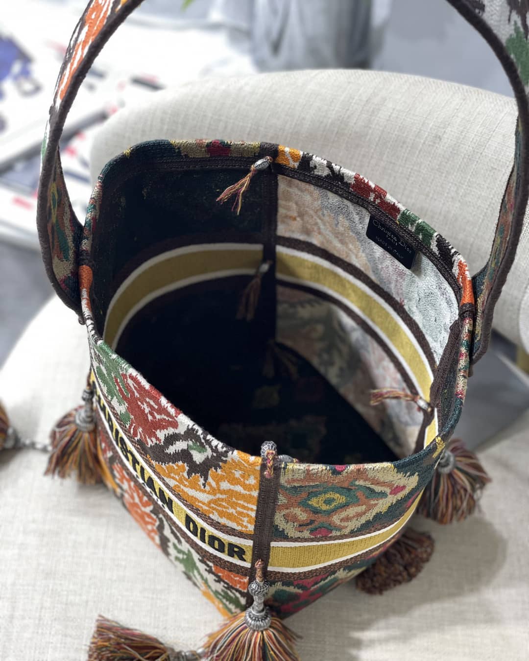 Christian Dior CD Bubble Embroidered Replica Bucket Bag