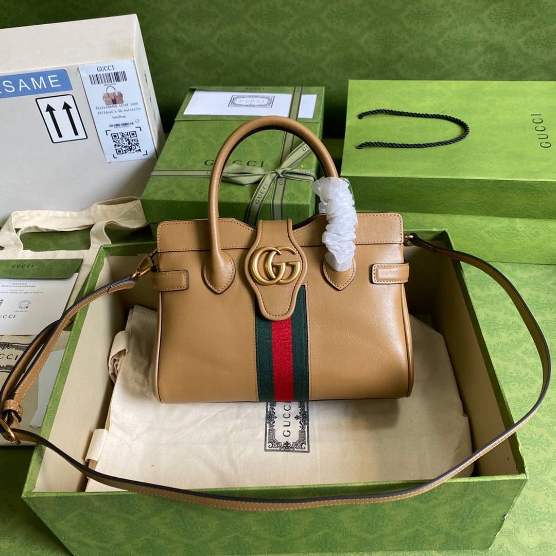 Gucci Small Top With Double G Leather Handle Replica Bag 658450