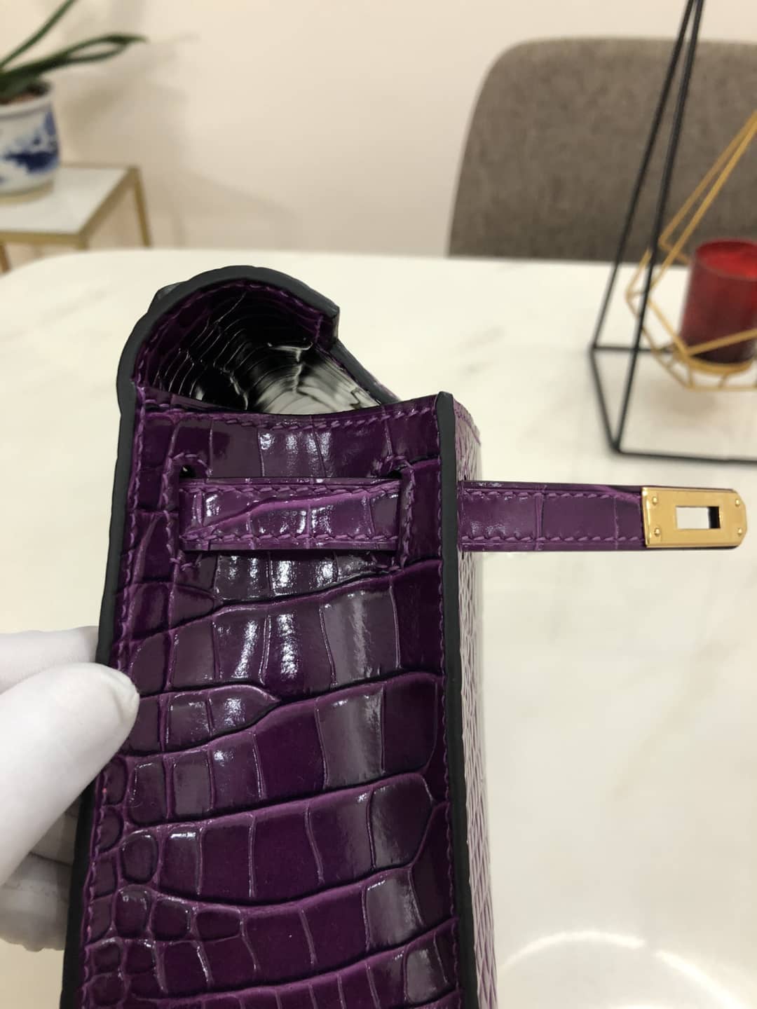 Hermes Kelly Dupe 22CM Crocodile Shiny Replica Bag