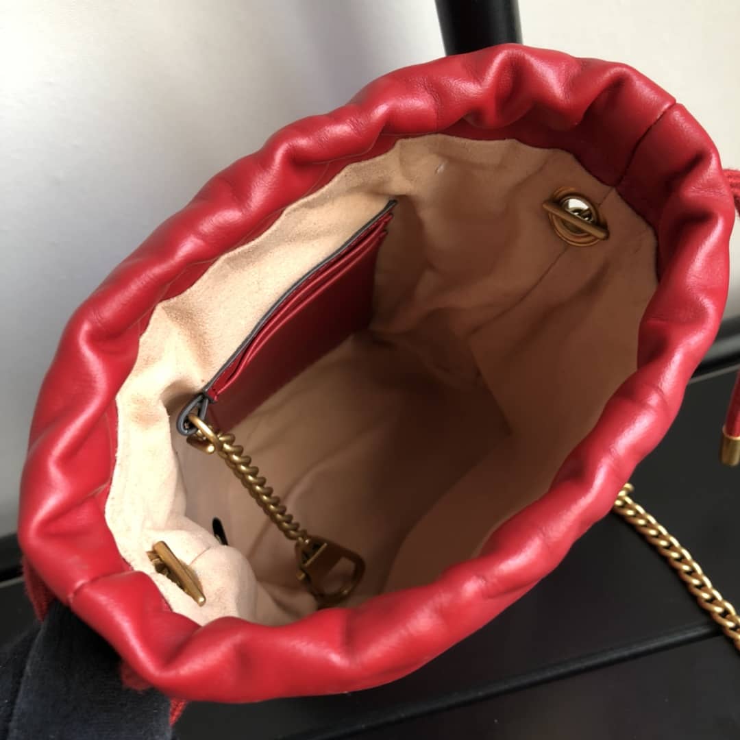 Gucci GG Marmont Mini Bucket Crossbody Bag Replica Red 575163