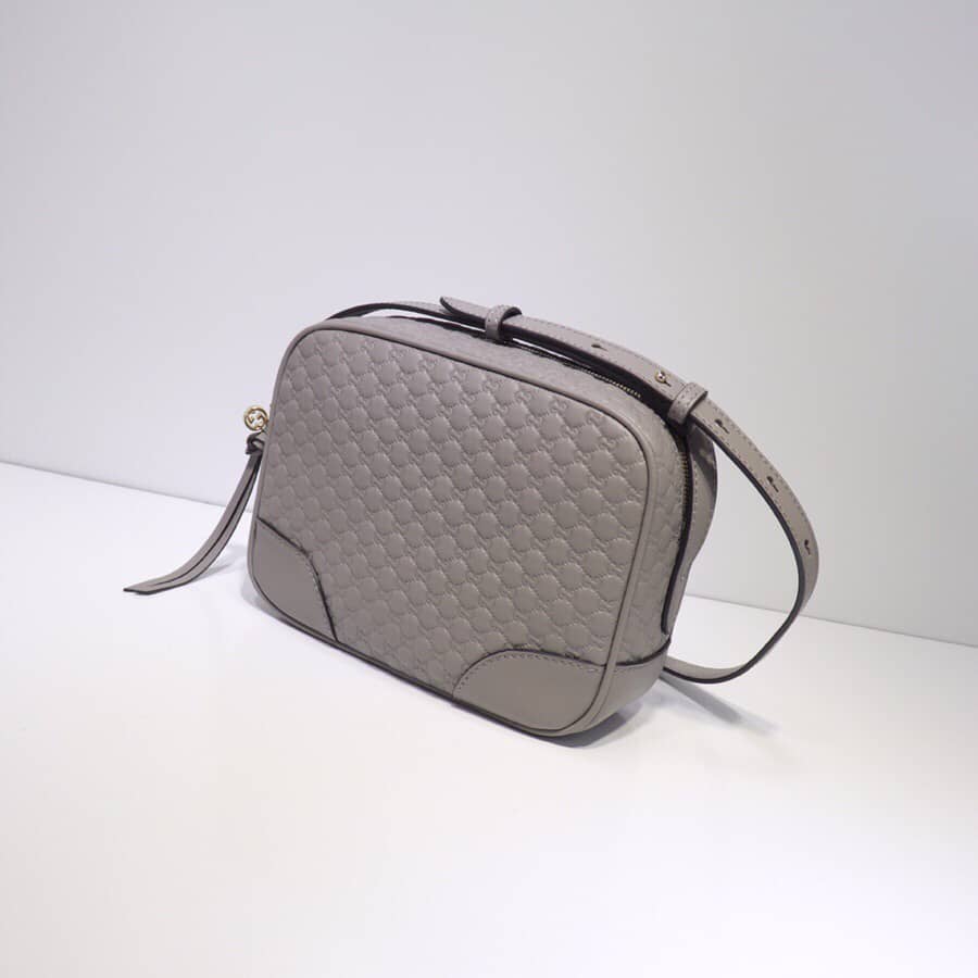Gucci Bree Guccissima GG Leather Canvas Camera Bag Replica Gray 449413
