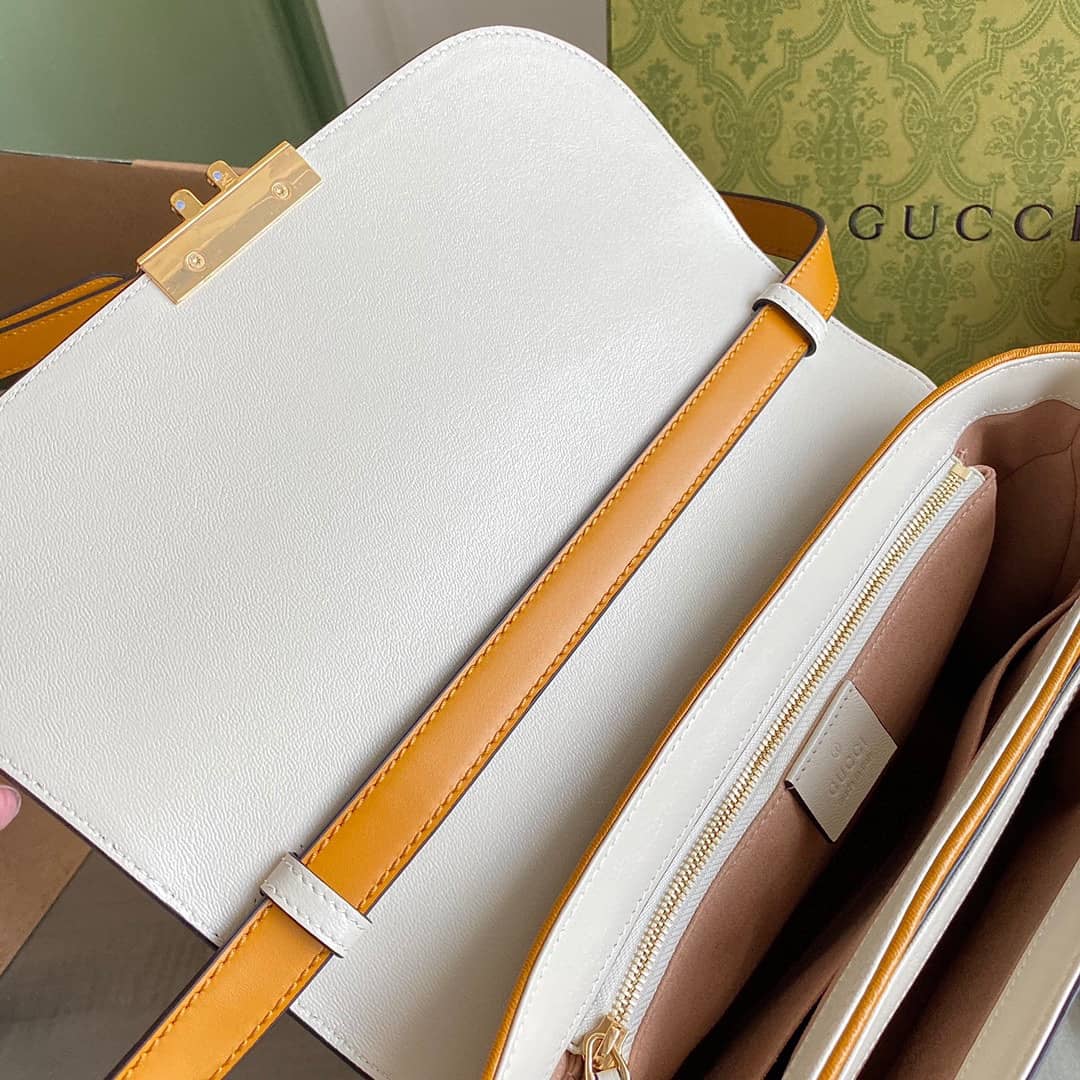 Gucci Padlock Small GG Supreme Canvas Shoulder Bag Replica White 644527