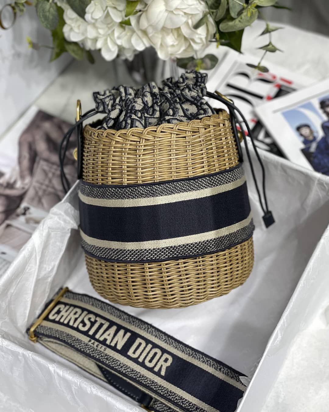 Christian Dior Oblique Dior Wicker Bucket Bag