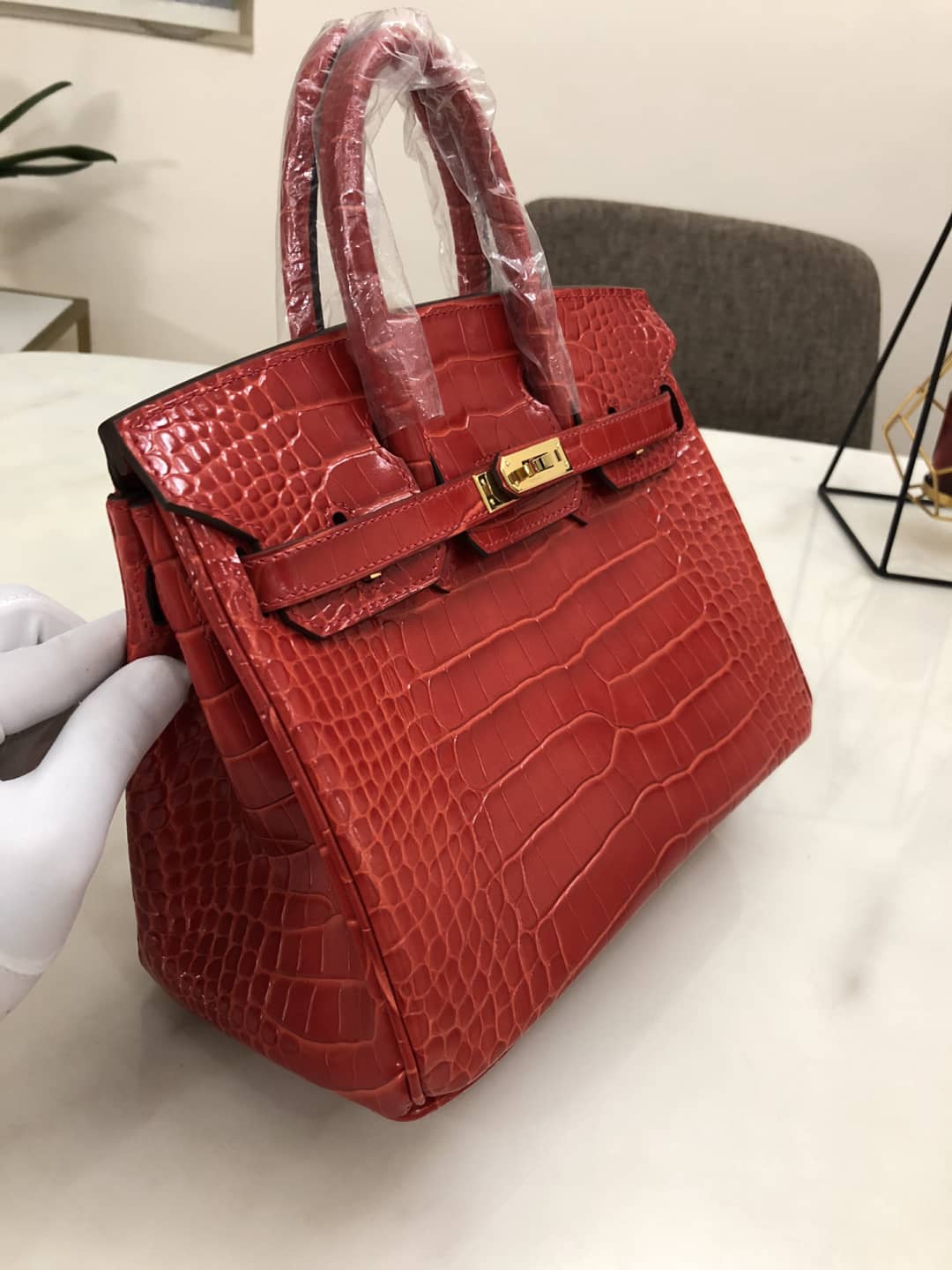 Hermes Birkin 25CM Crocodile Shiny Replica Bag
