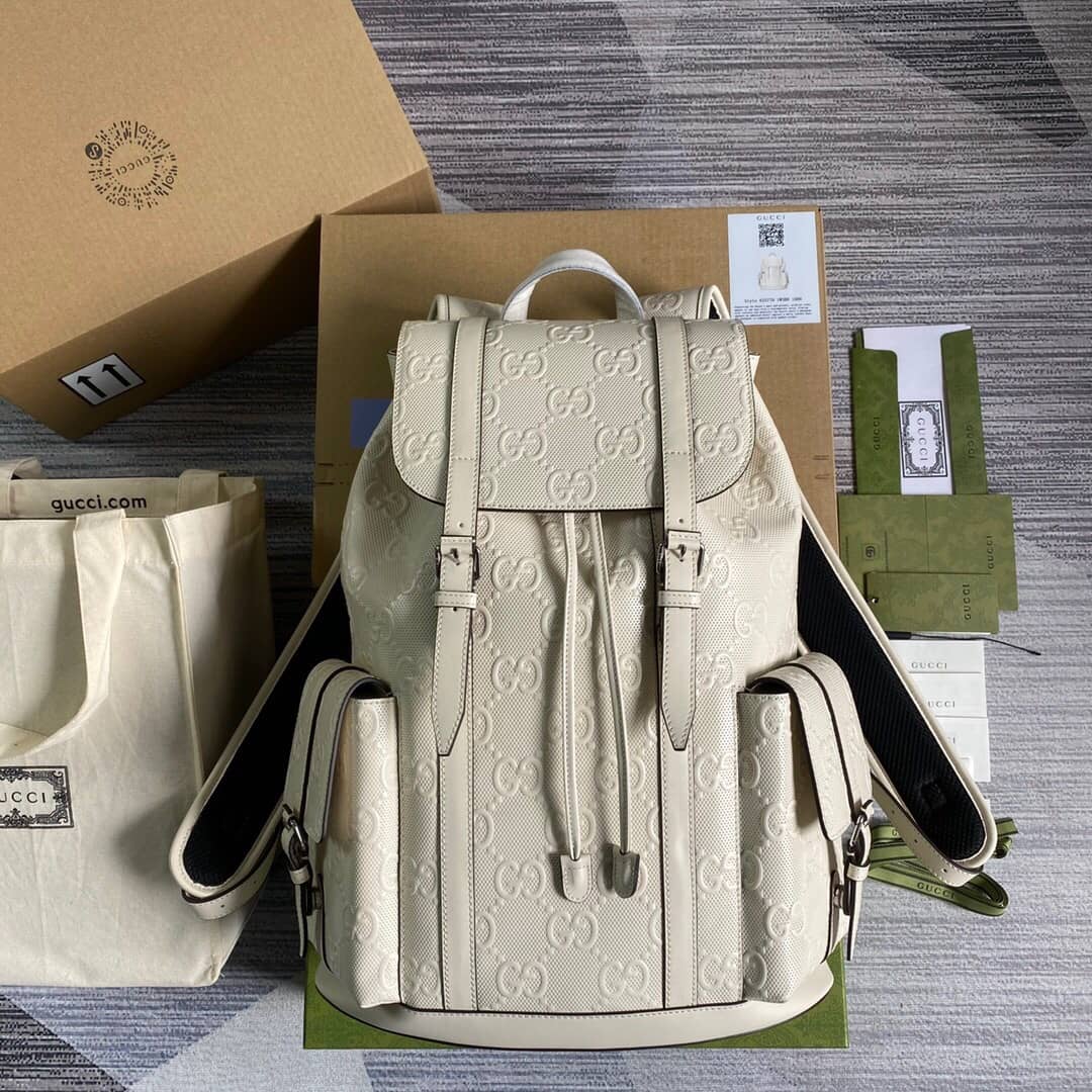 Gucci GG Embossed Leather Replica Backpack White 625770