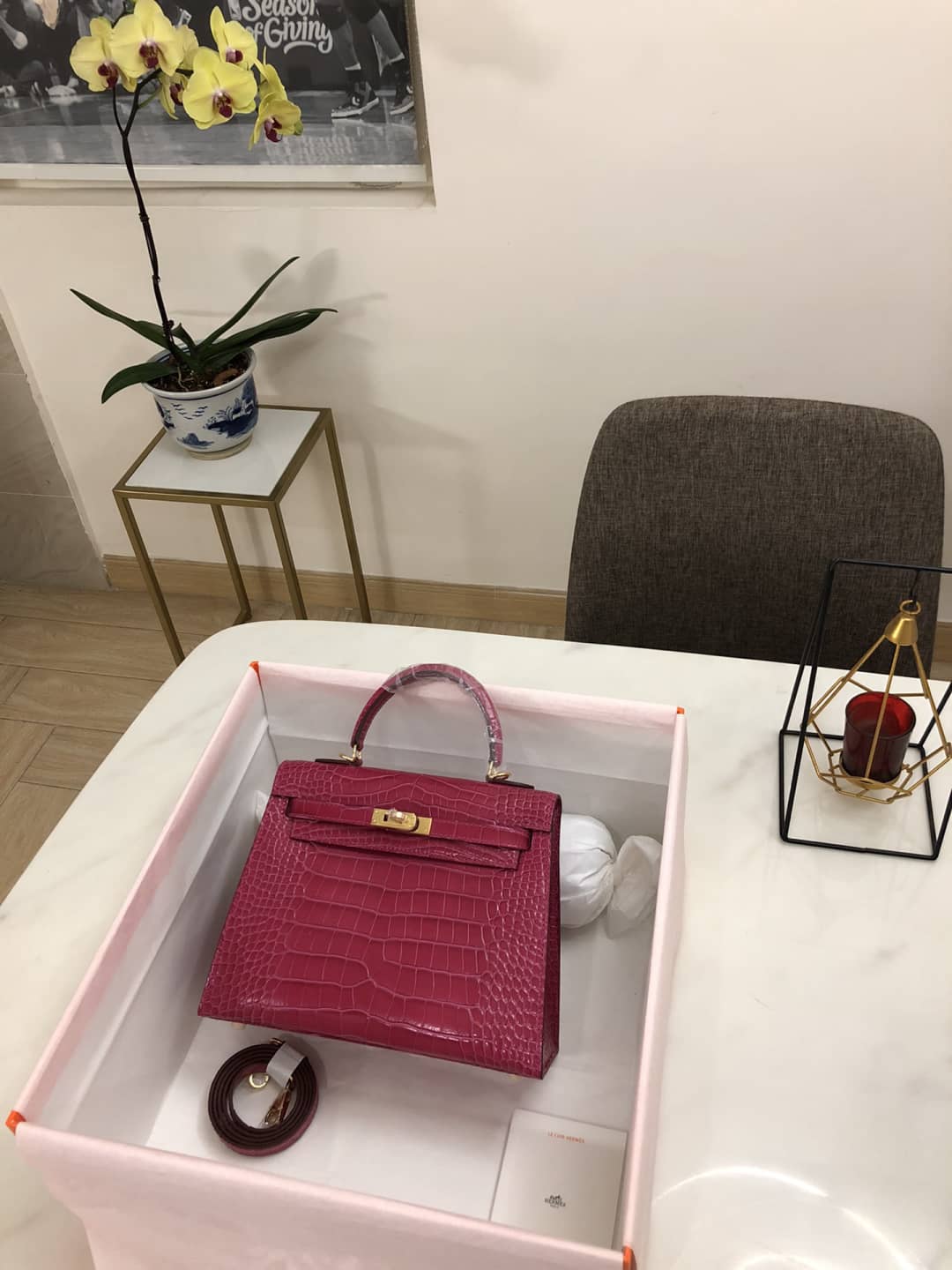 Hermes Kelly Dupe 25CM Crocodile Shiny Replica Bag