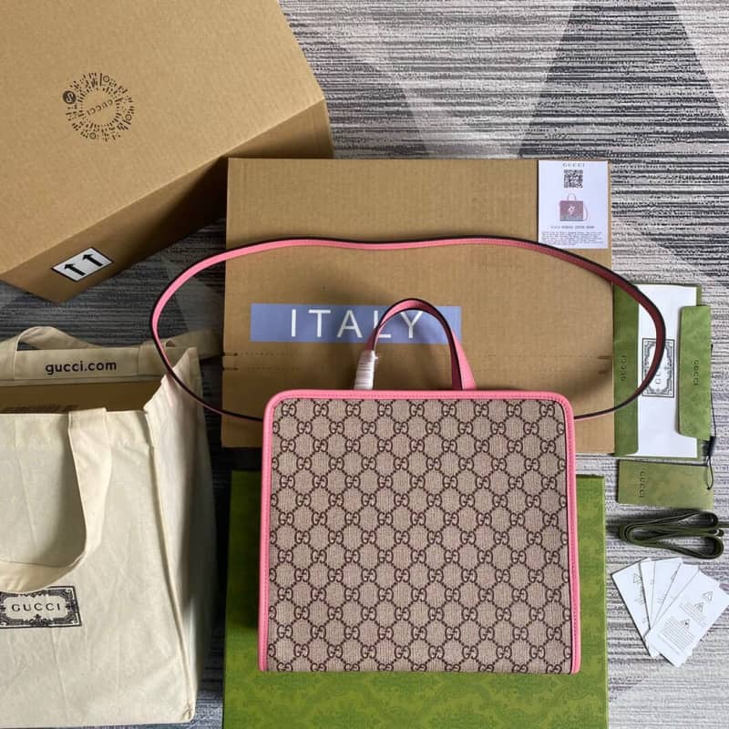 Gucci Supreme Canvas Children Yuko Higuchi Tote Replica Pink 630542