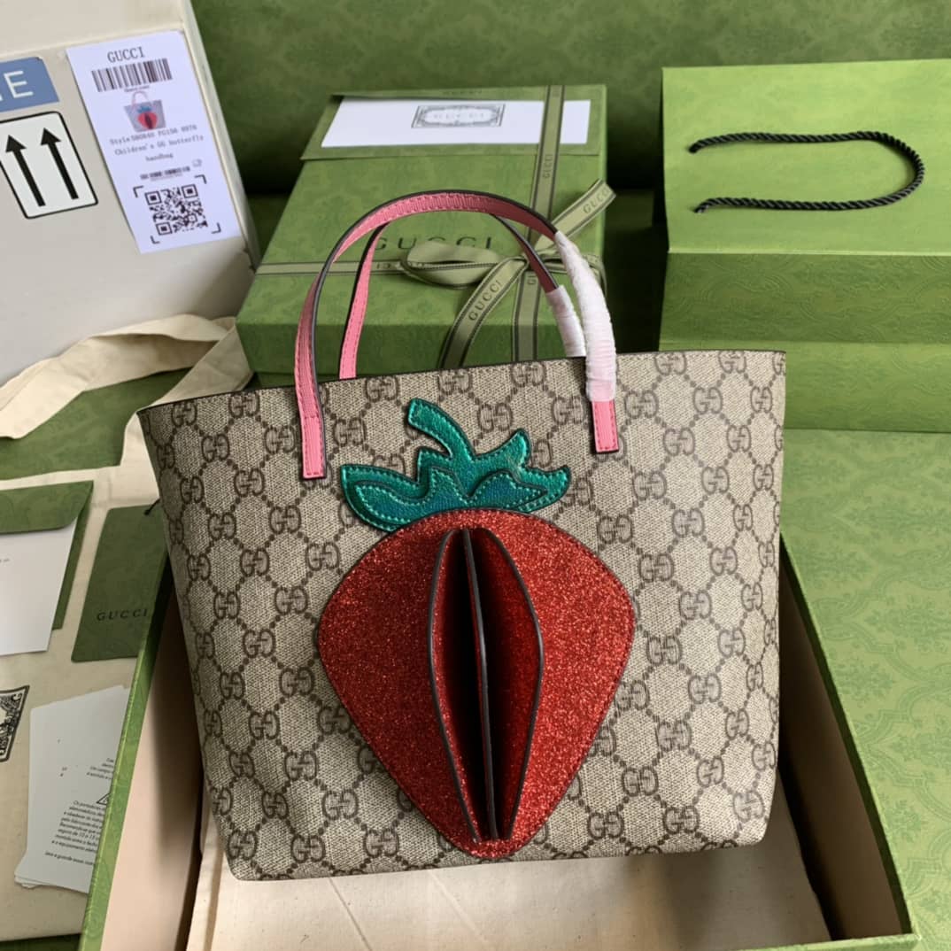 Gucci GG Supreme Strawberry Shopping Bag Replica 580840