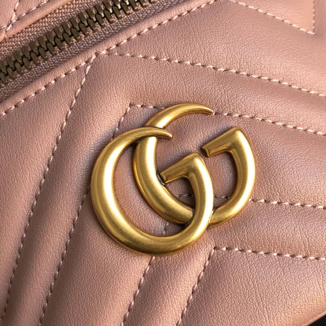 Gucci GG Marmont Matelesse Mini Round Replica Backpack Pink 598594