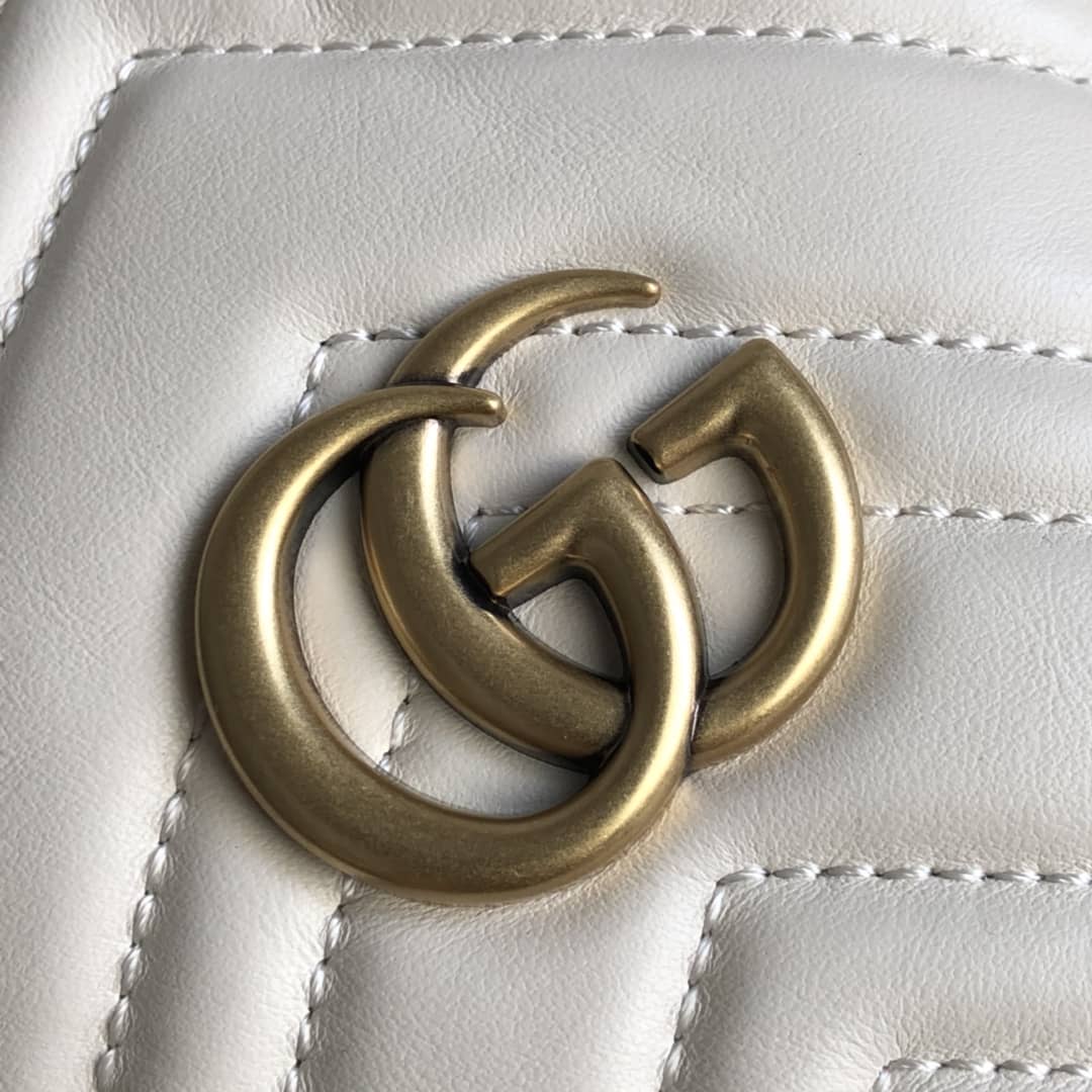 Gucci GG Marmont Mini Bucket Crossbody Bag Replica White 575163