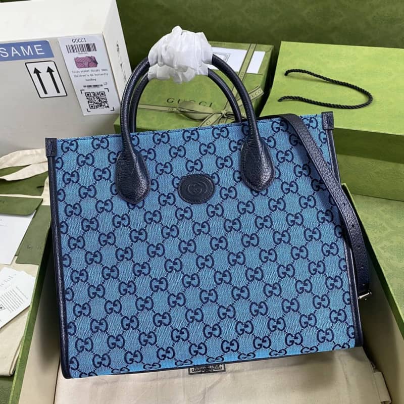 Gucci Les Pommes Large Tote Replica Blue 659980