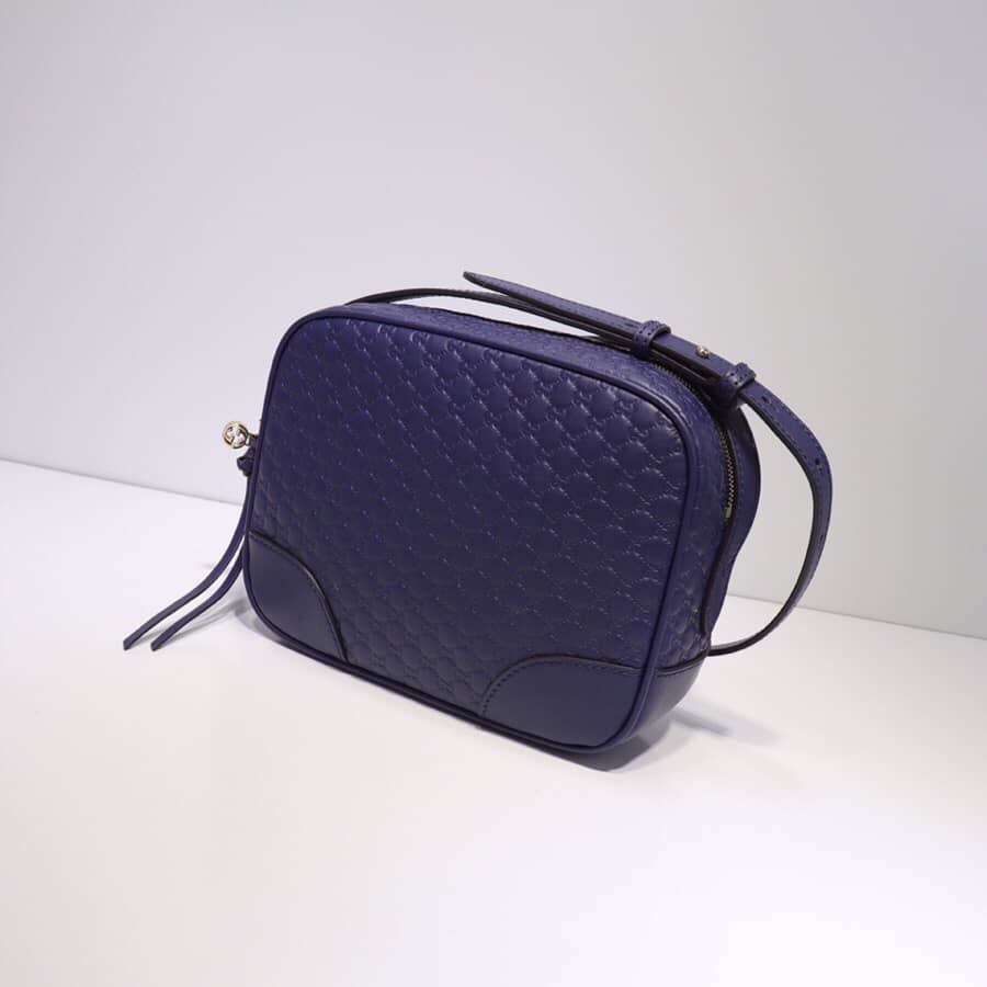 Gucci Bree Guccissima GG Leather Canvas Camera Bag Replica Blue 449413