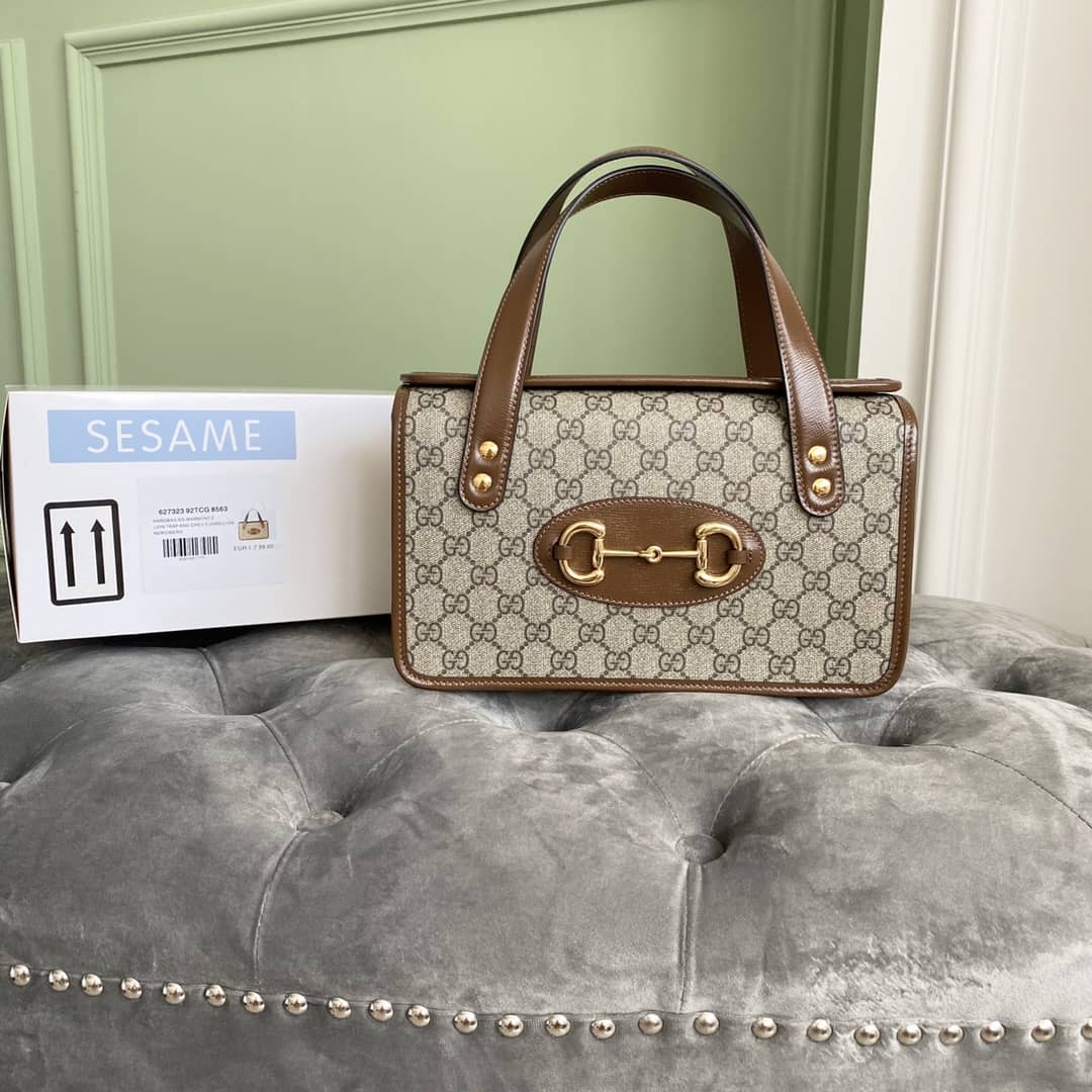 Gucci Horsebit Bag Dupe 1955 Small Top Handle Replica Bag Brown 627323