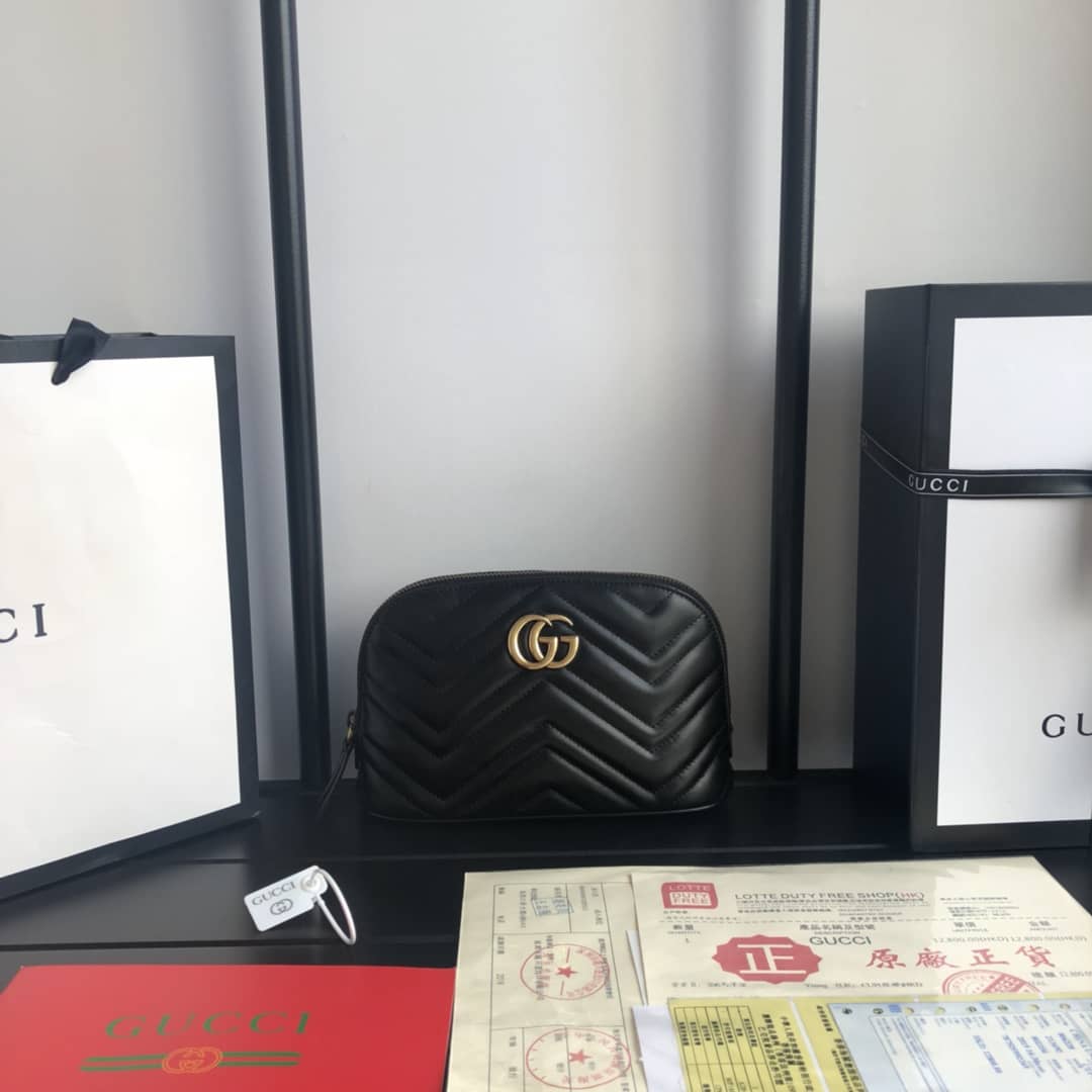 Gucci GG Marmont Quilted Vanity Bag Replica Black 625690