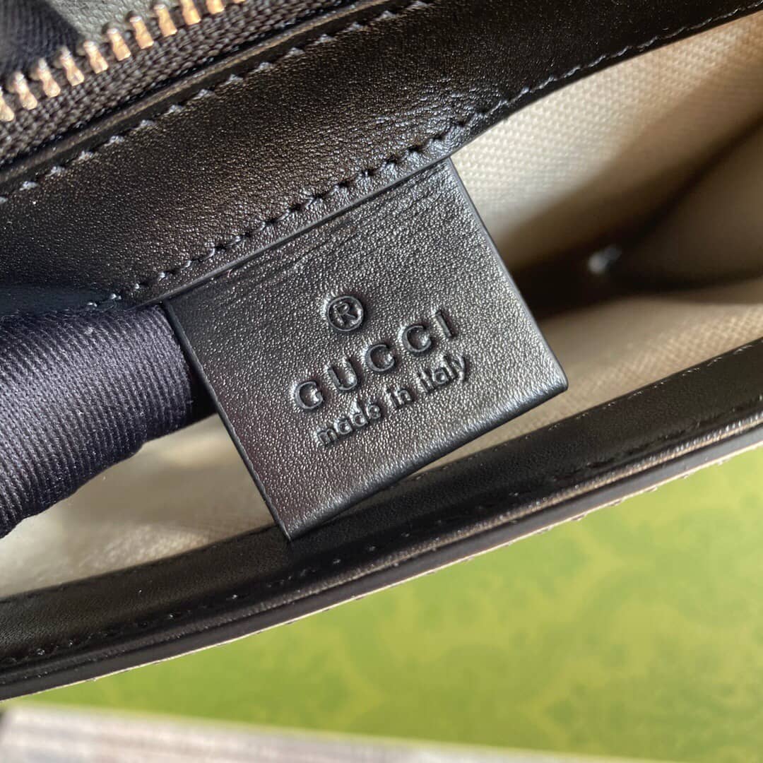 Gucci GG Embossed Leather Shoulder Bag Black 627470