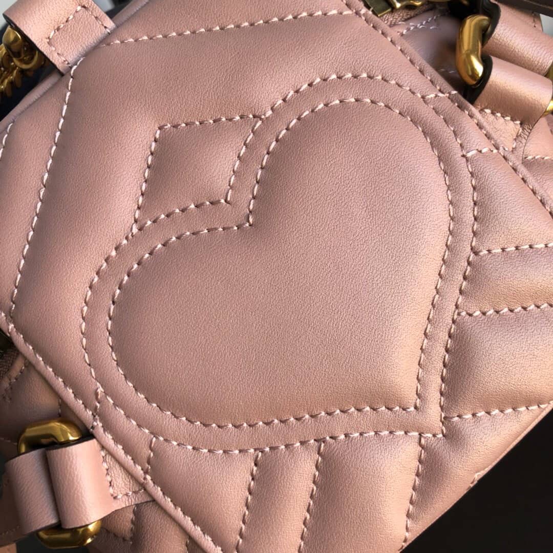 Gucci GG Marmont Matelesse Mini Round Replica Backpack Pink 598594