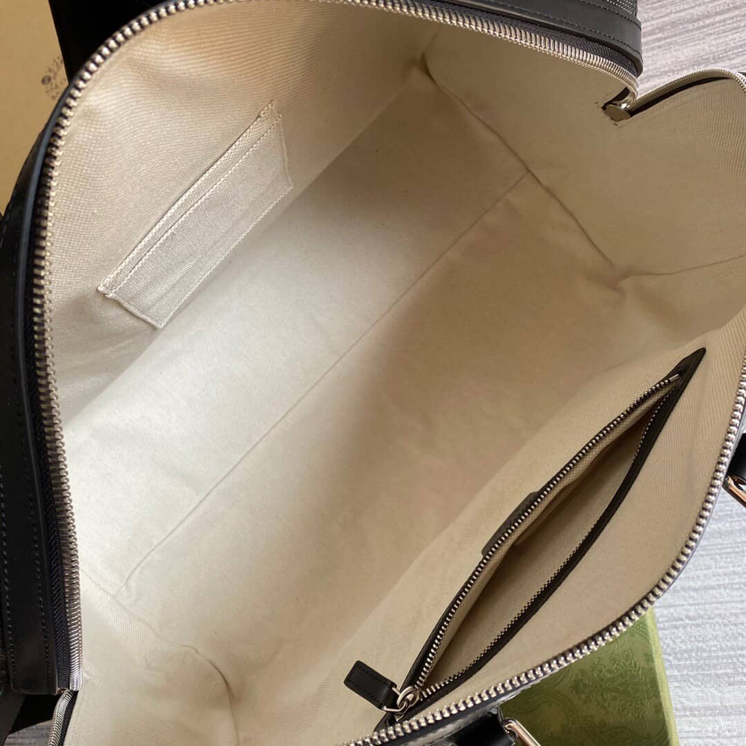 Gucci GG Embossed Perforated Leather Duffle Bag Replica Black 625768