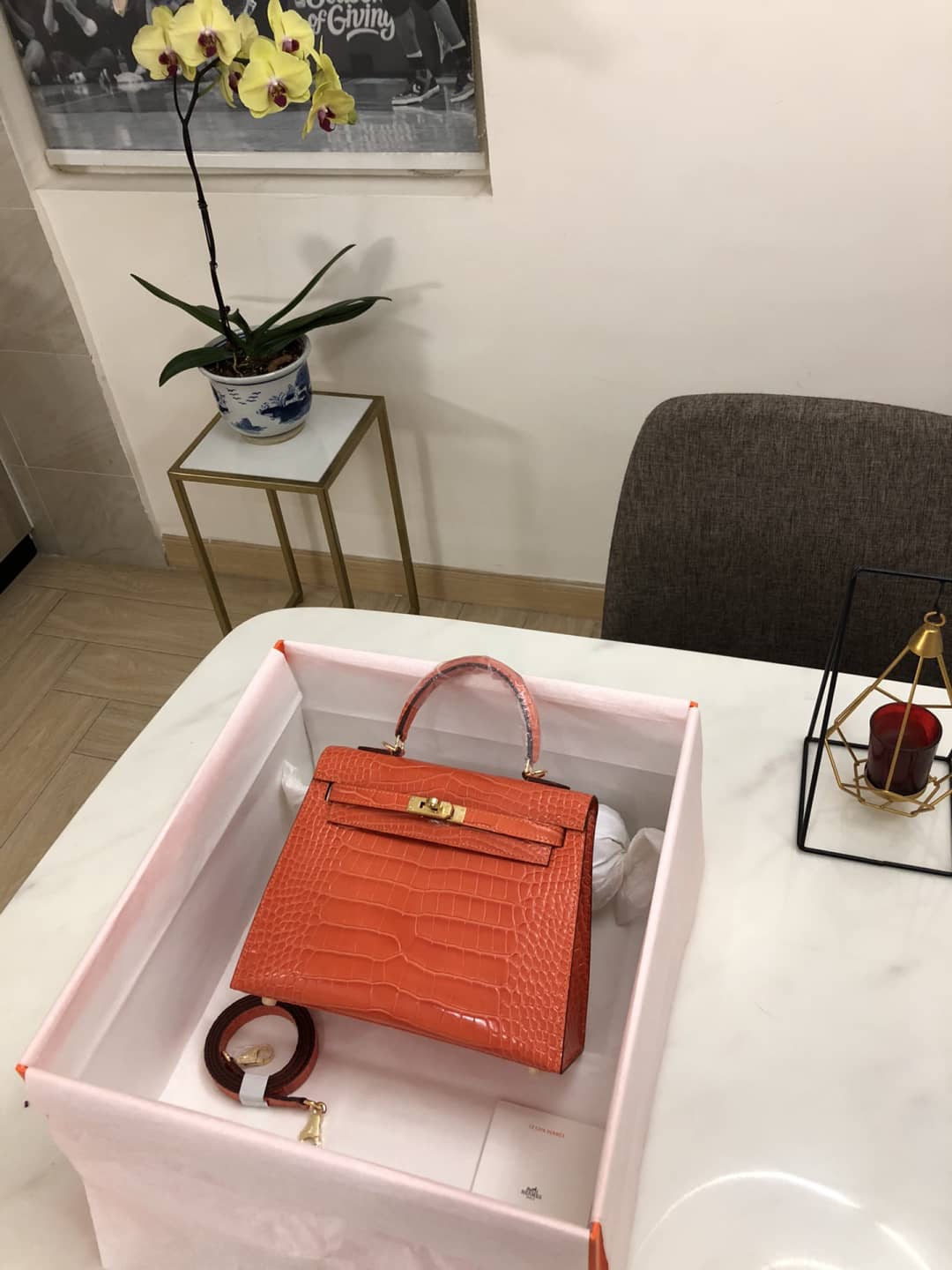 Hermes Kelly Dupe 25CM Crocodile Shiny Replica Bag