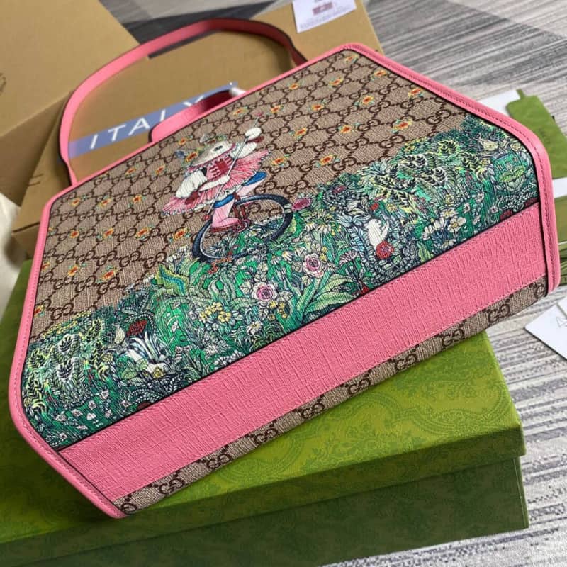 Gucci Supreme Canvas Children Yuko Higuchi Tote Replica Pink 630542