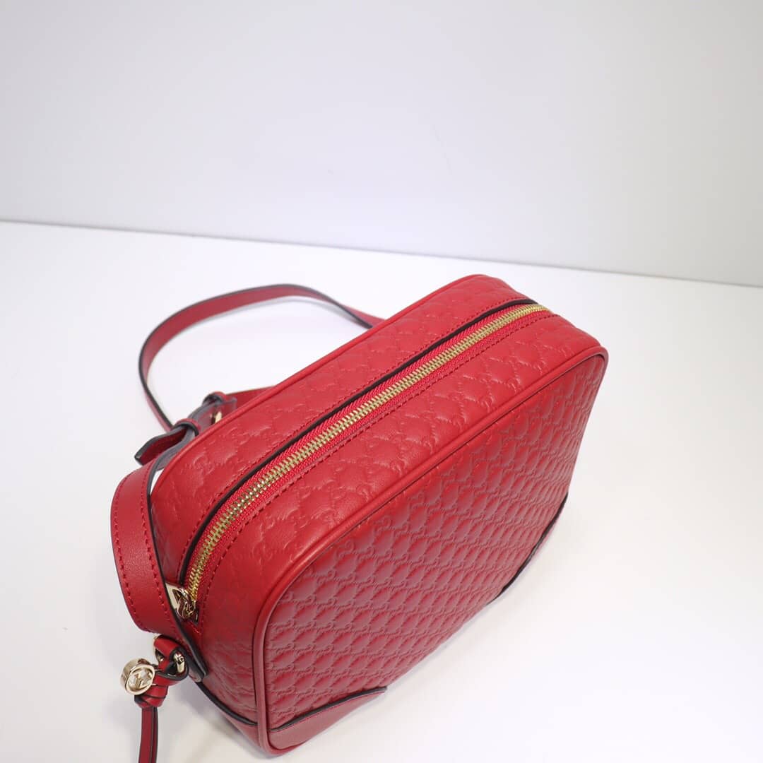 Gucci Bree Guccissima GG Leather Canvas Camera Bag Replica Red 449413