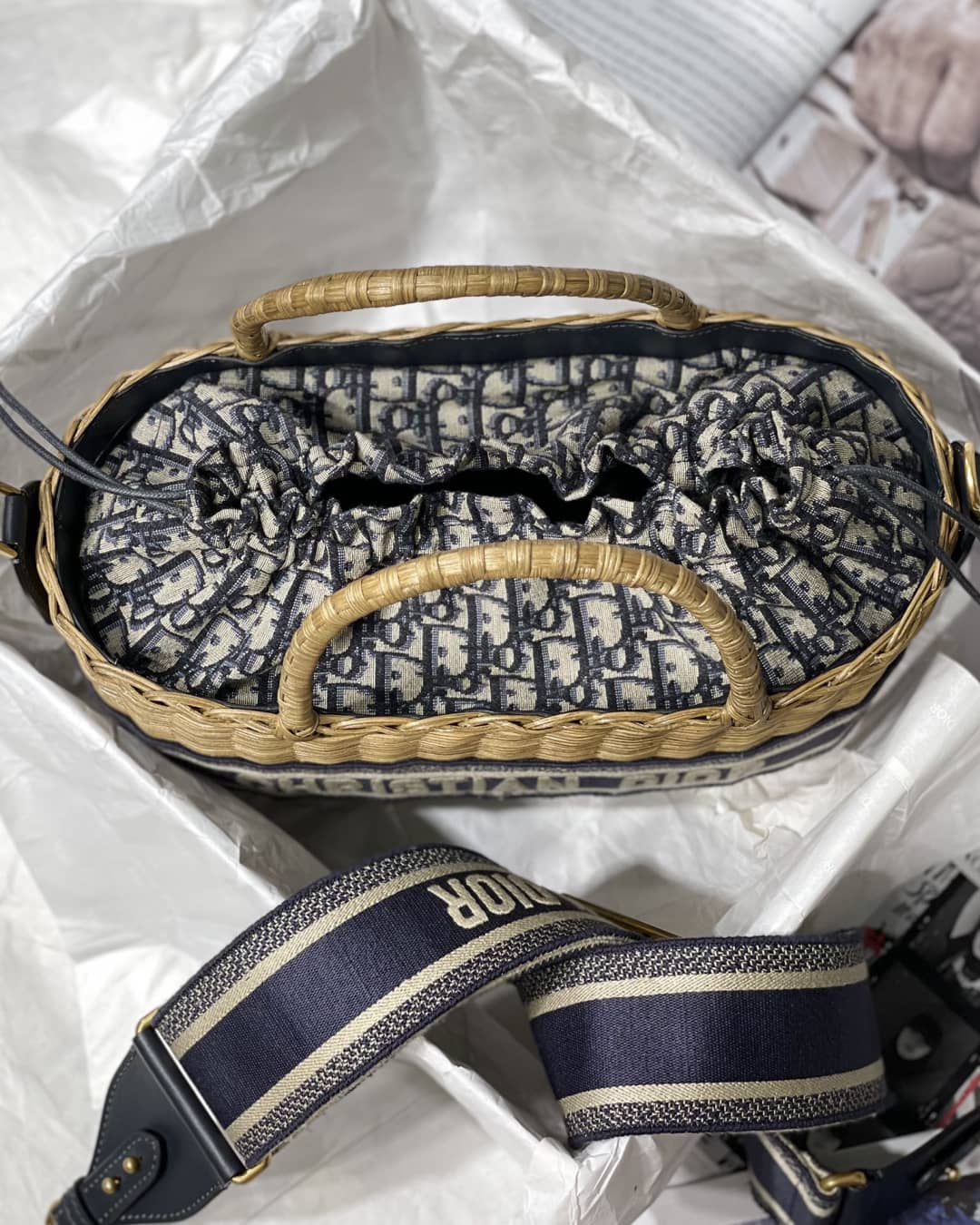 Dior Dupe Bag Medium Lady Natural Wicker