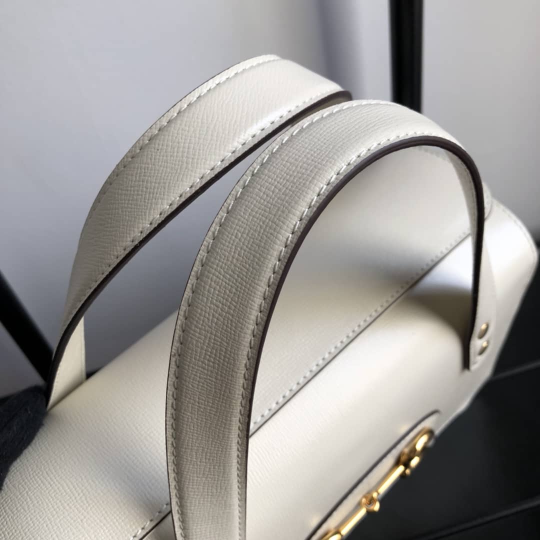 Gucci Horsebit Bag Dupe 1955 Small Top Handle Replica Bag White 627323