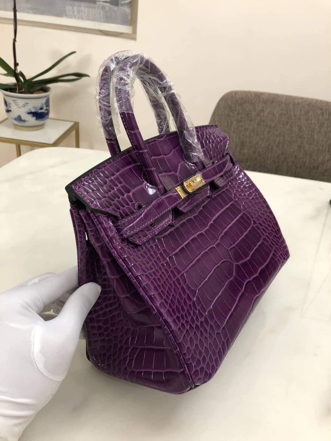 Hermes Birkin 25CM Crocodile Shiny Replica Bag