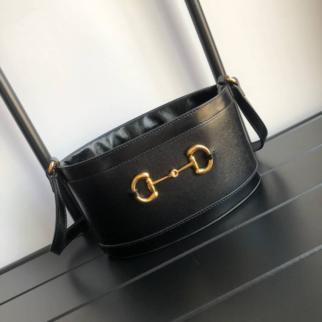 Gucci 1955 Horsebit Bucket Bag Replica Black 602118