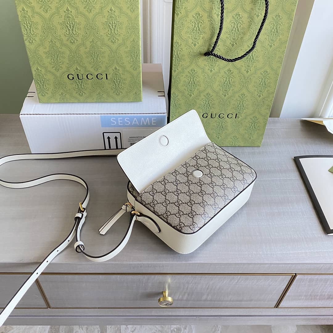 Gucci Horsebit 1955 GG Crossbody Bag Replica Gray White 645454