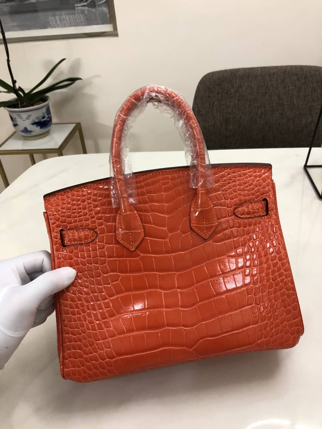 Hermes Birkin 25CM Crocodile Shiny Replica Bag
