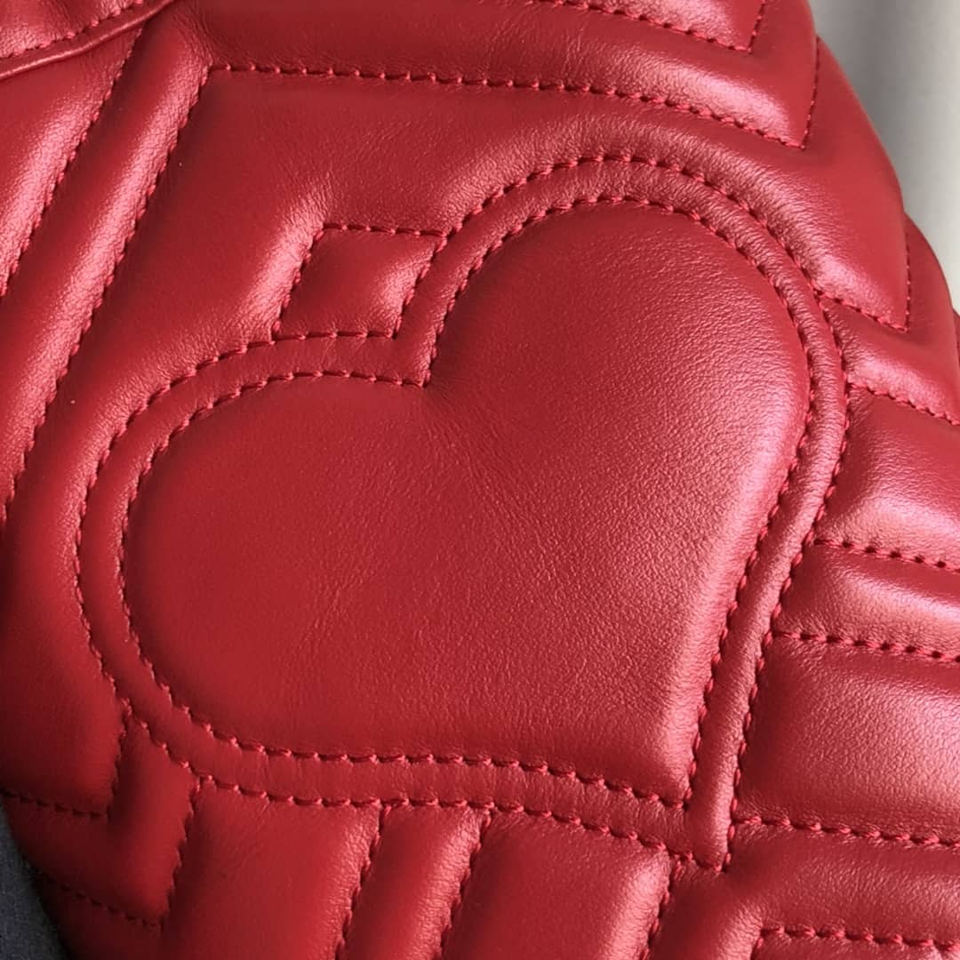 Gucci GG Marmont Mini Bucket Crossbody Bag Replica Red 575163