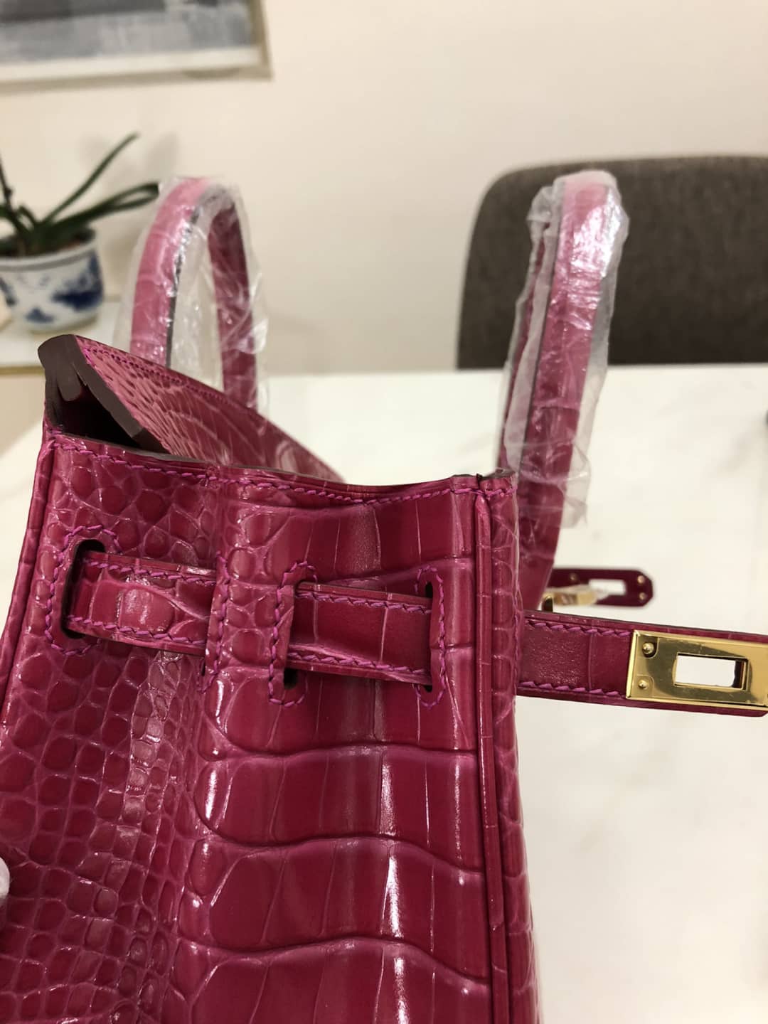 Hermes Birkin Replica 25CM Crocodile Shiny Replica Bag