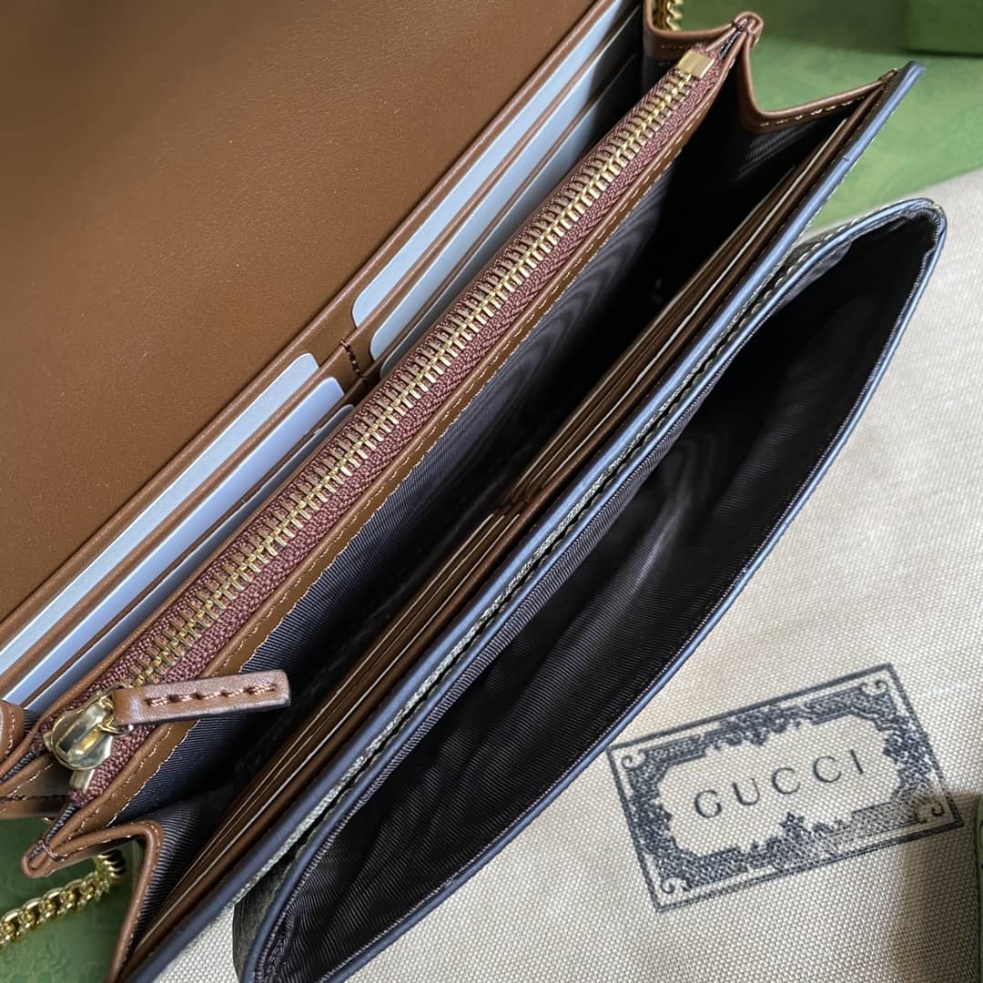 Gucci Padlock Chain Long Wallet Black Replica 658226