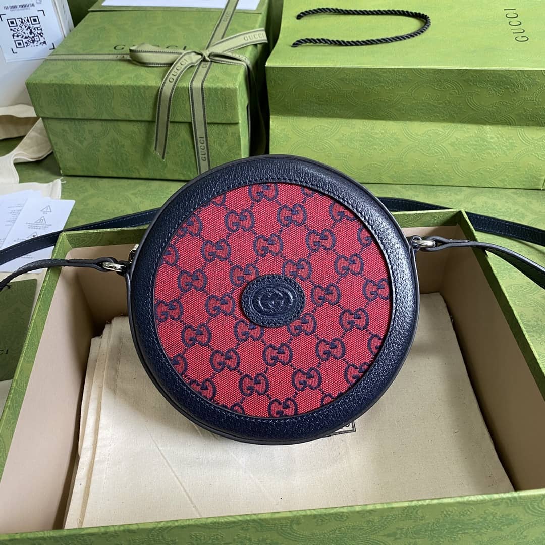 Gucci GG Multicolor Round Shoulder Bag Red Replica 658825