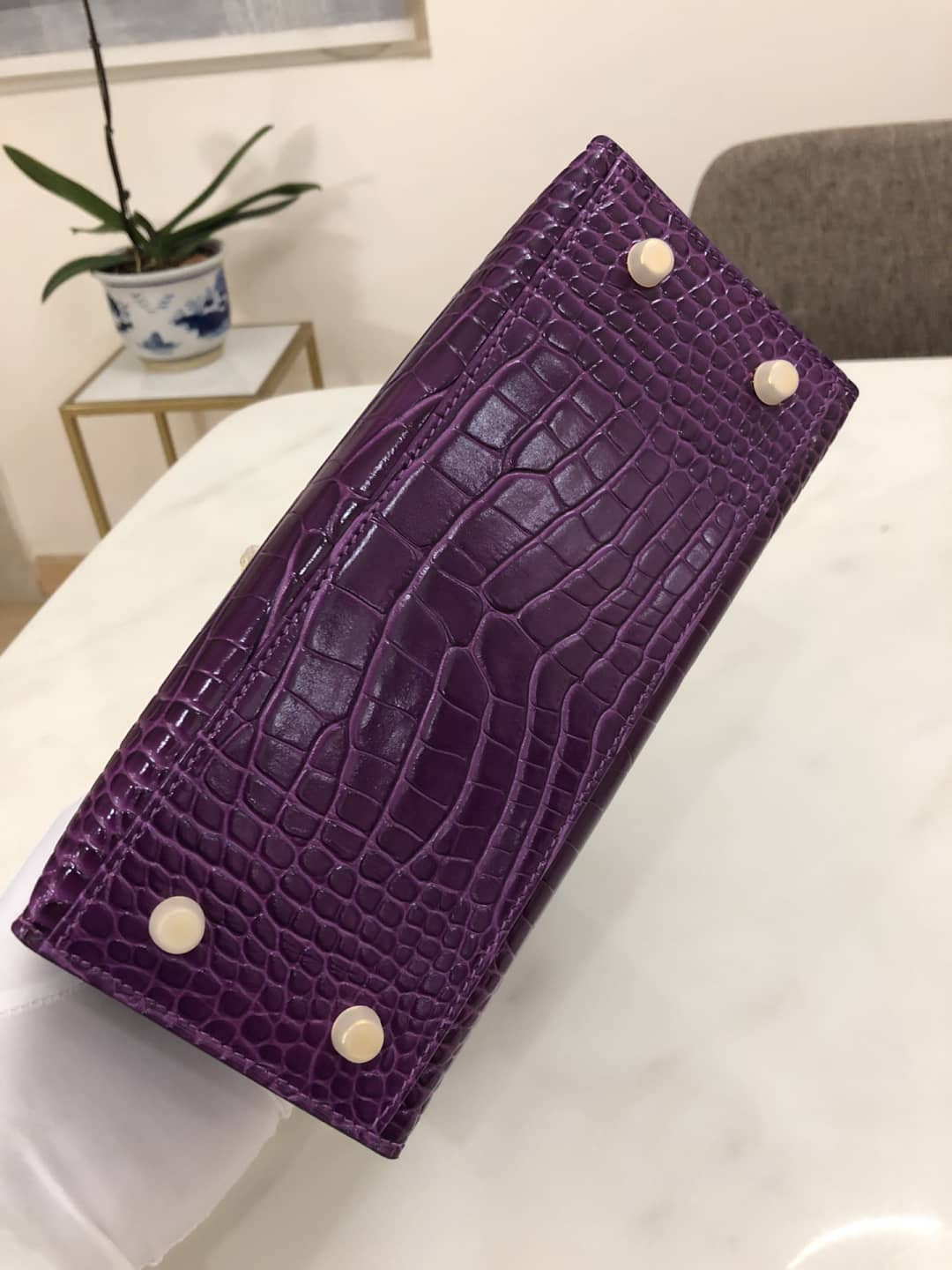 Hermes Kelly Dupe 25CM Crocodile Shiny Replica Bag