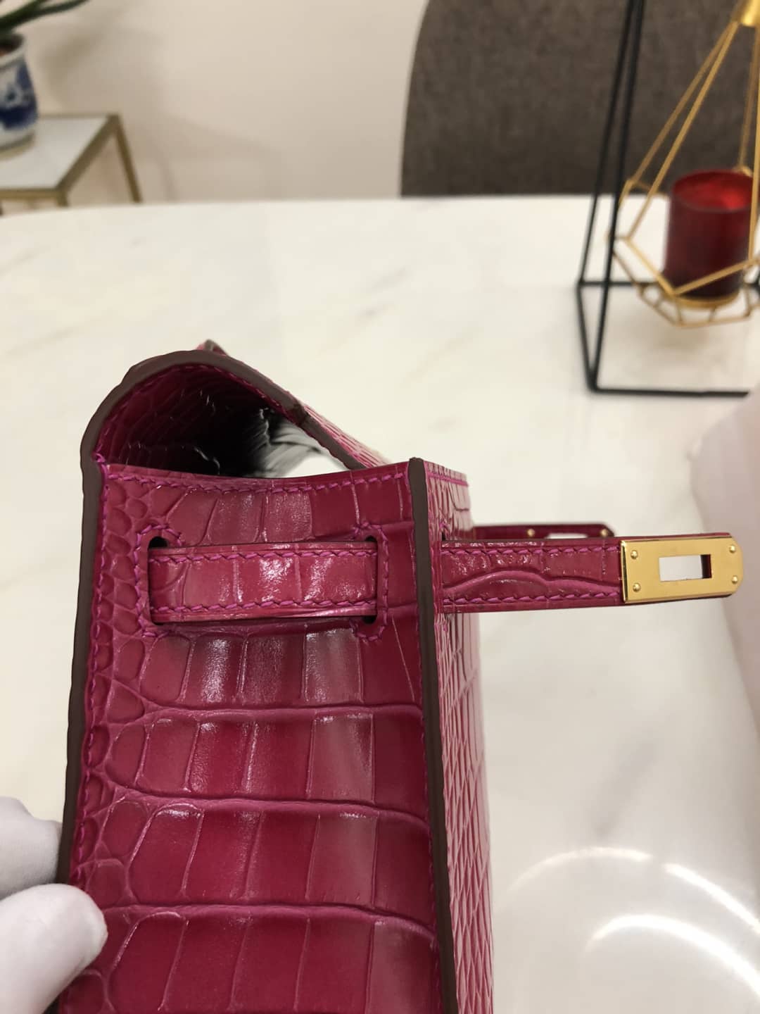 Hermes Kelly Dupe 22CM Crocodile Shiny Replica Bag