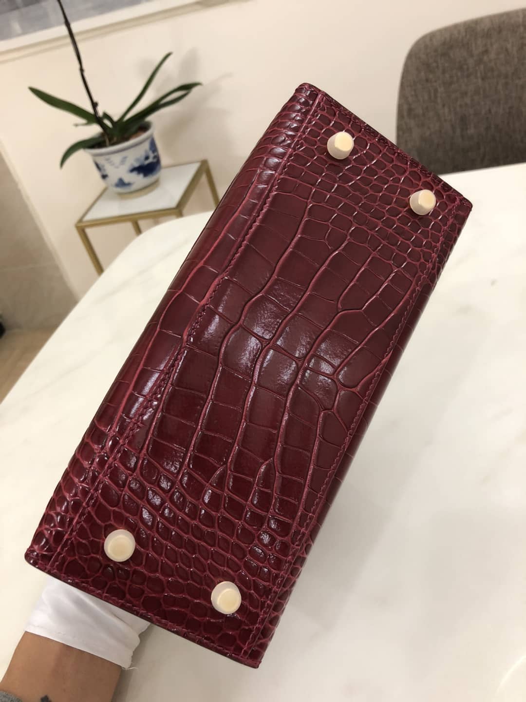 Hermes Kelly Dupe 25CM Crocodile Shiny Replica Bag
