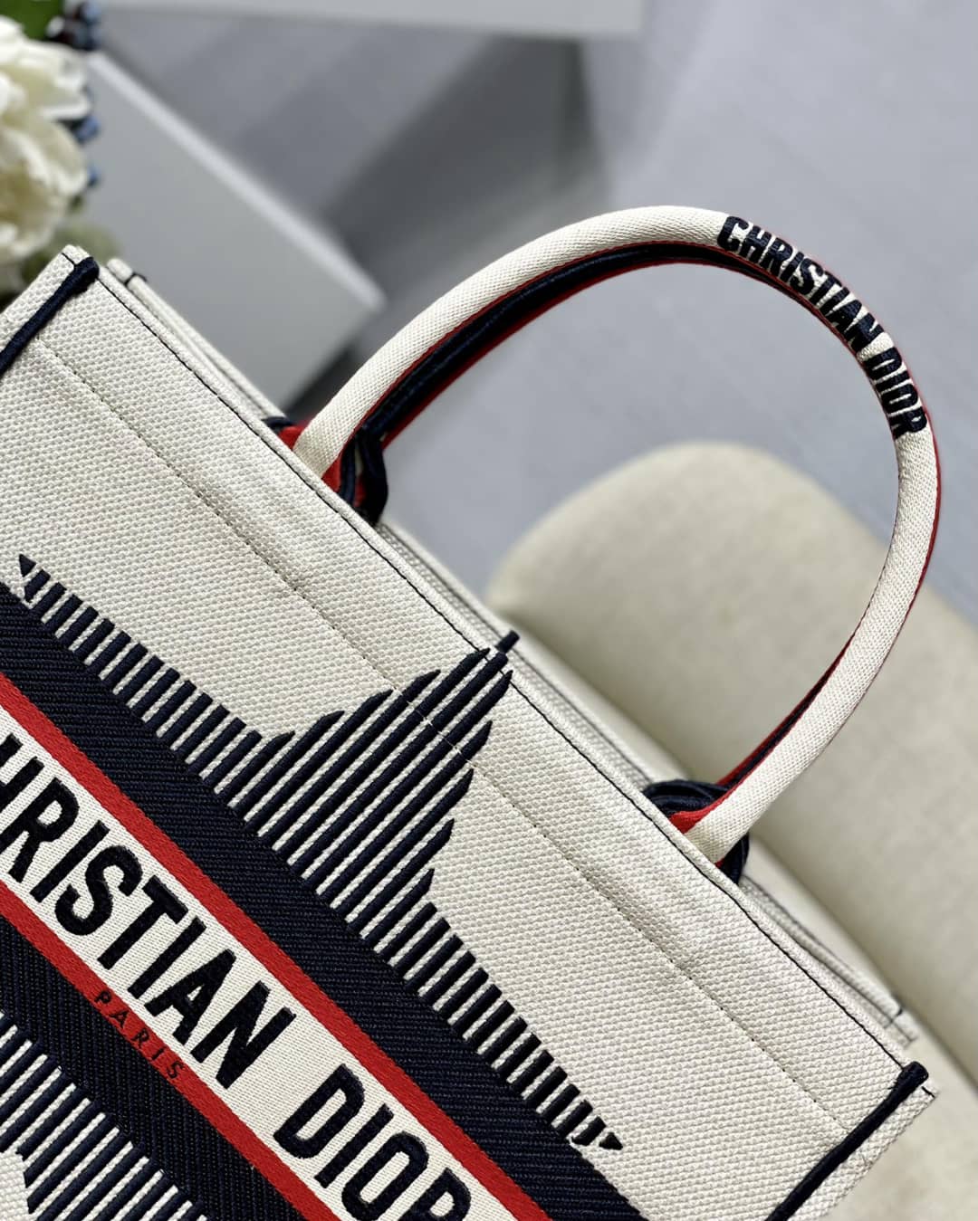 Dior Dupe CD Book Embroidery Tote Bag