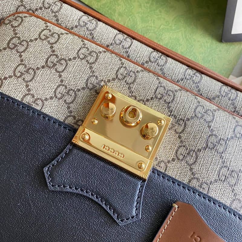 Gucci Padlock Small GG Supreme Canvas Shoulder Bag Replica Black 644527