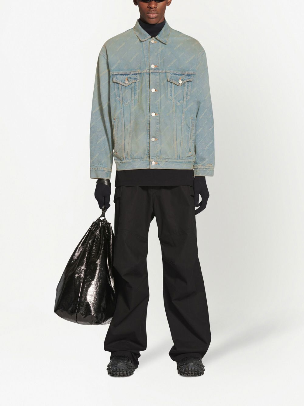 Balenciaga Dupes logo-print oversized denim jacket
