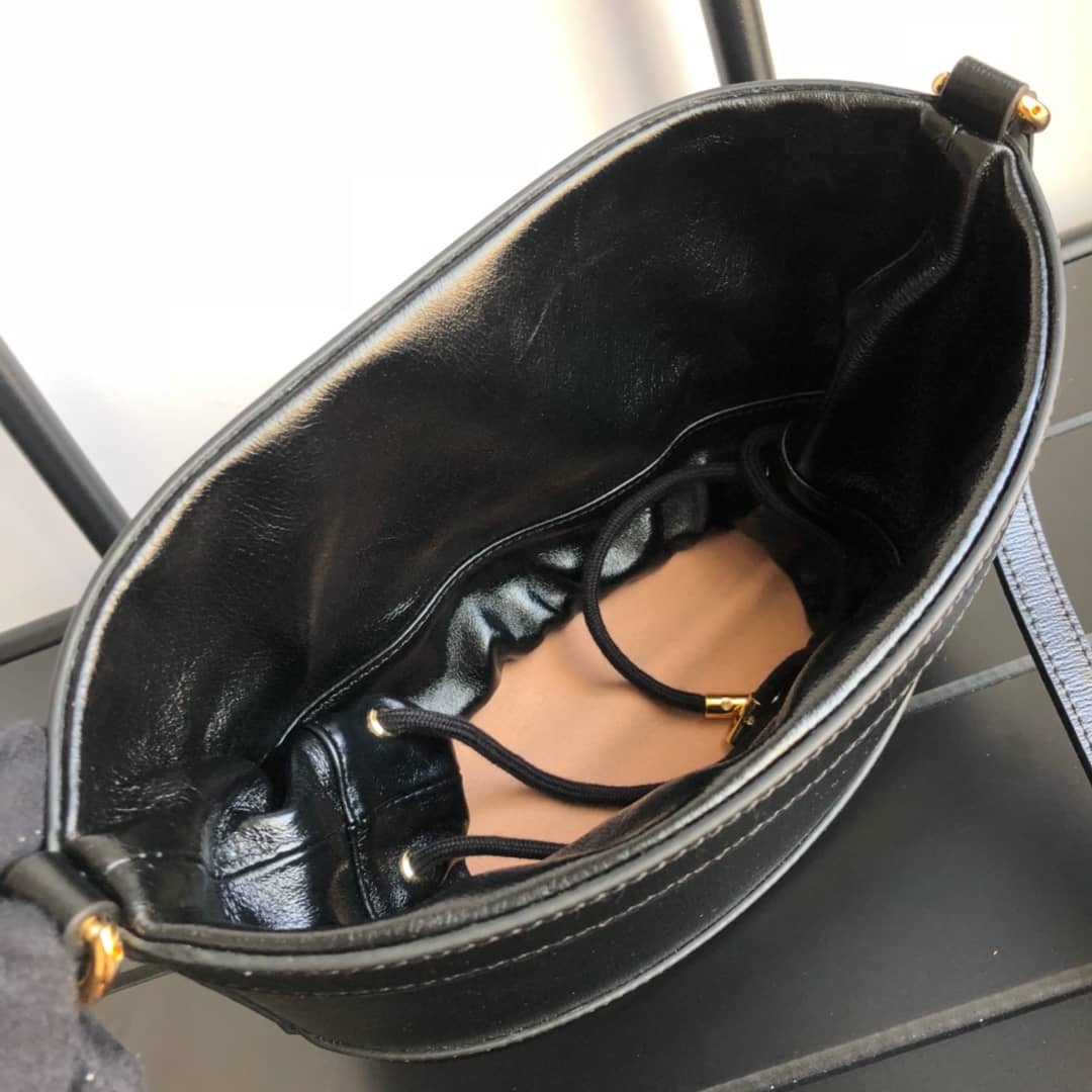 Gucci 1955 Horsebit Bucket Bag Replica Black 602118