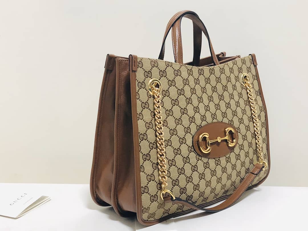 Gucci Horsebit 1955 Leather Tote Replica Brown 621144