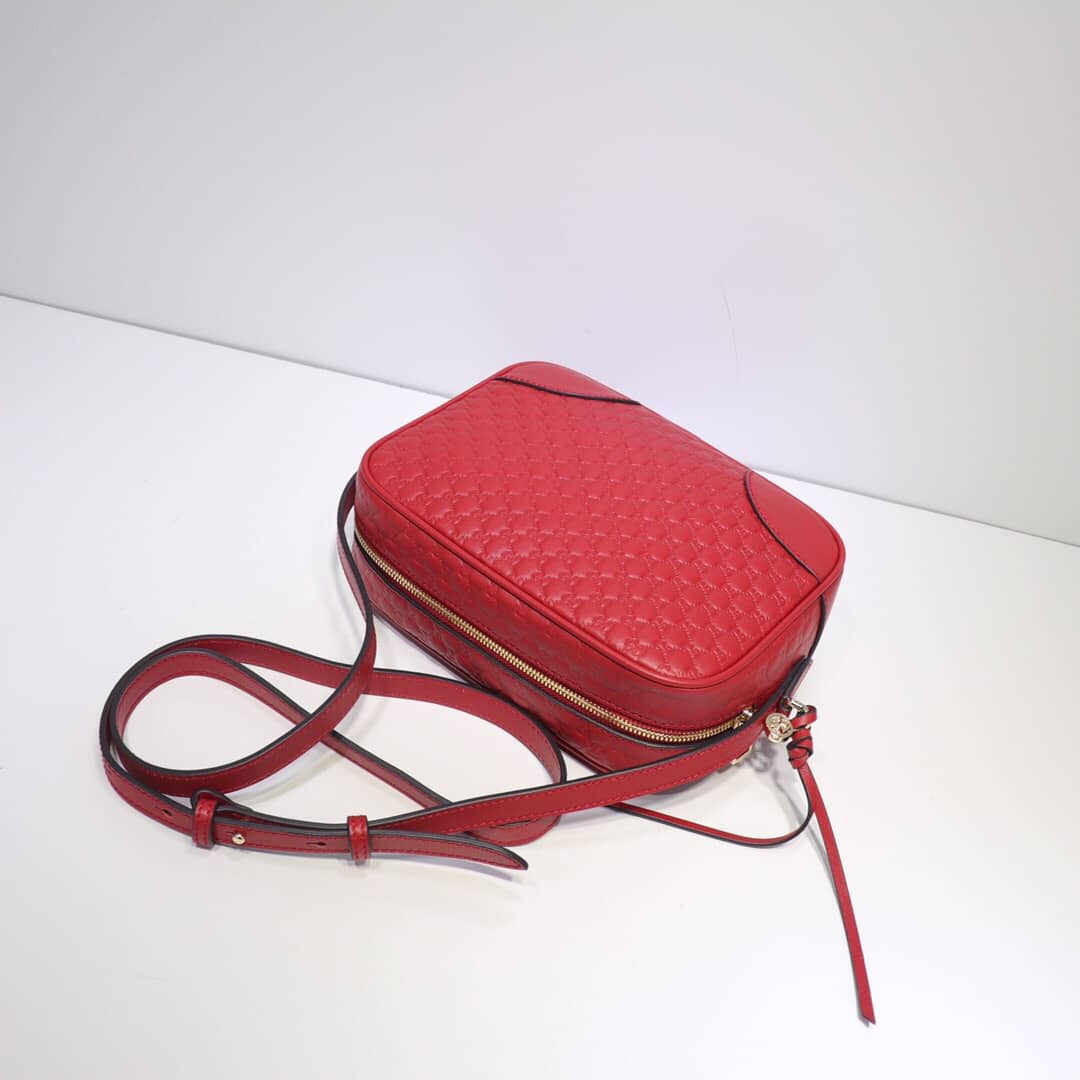 Gucci Bree Guccissima GG Leather Canvas Camera Bag Replica Red 449413